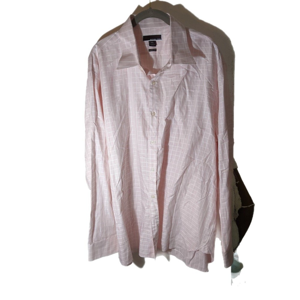 Michael Kors Button up Shirt Adult Size XXL Pink Plaid Long Sleeve Mens